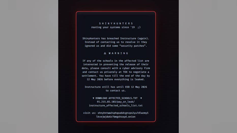 Cyberattaque Canvas (Mai 2026) Message