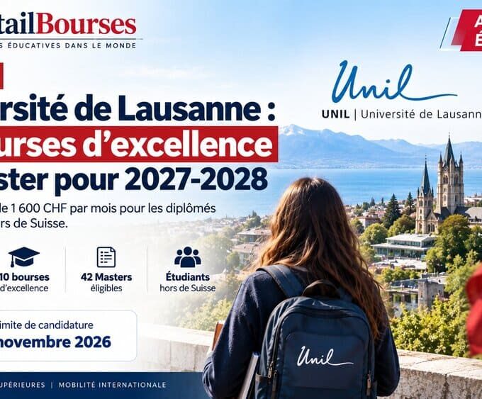Suisse l’Université de Lausanne ouvre 10 bourses d’excellence de 1 600 CHF par mois